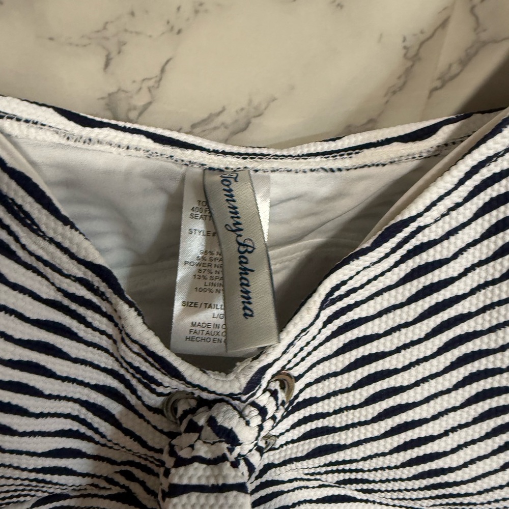 NEW Tommy Bahama Women's Island Cays Stripe Tankini Top Swimwear Size L - Picture 4 of 11